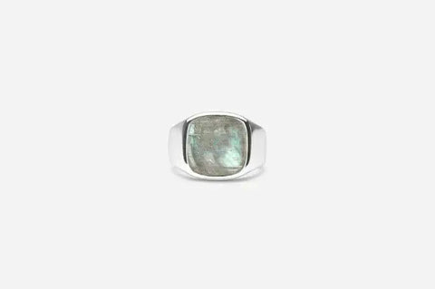 IX Cushion Signet Ring Labradorite, Sølv