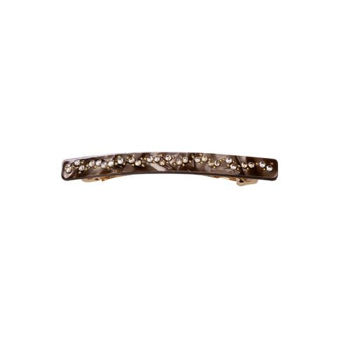 Juin_chocolate_hairclip. juin hårspænde i brun med rhinsten fra maanesten