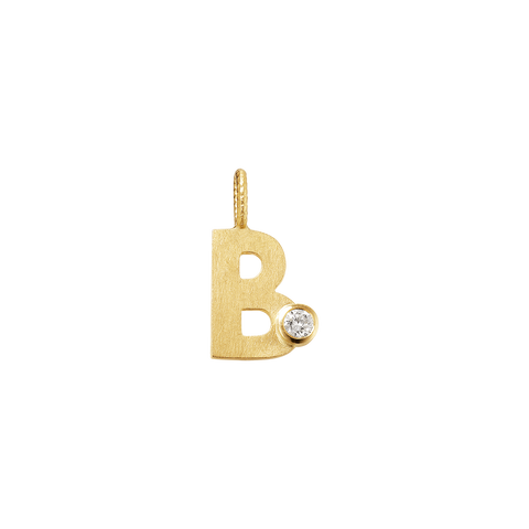 Dulong Letter vedhæng - B, lille guld m. brillant