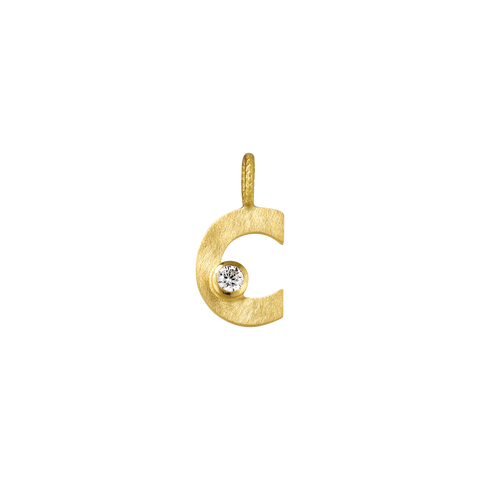 Dulong Letter vedhæng - C, lille guld m. brillant