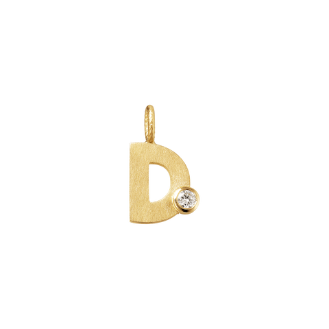 Dulong Letter vedhæng - D, lille guld m. brillant