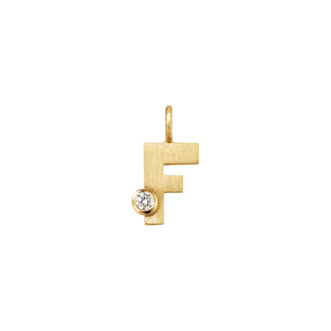Dulong Letter vedhæng - F, lille guld m. brillant