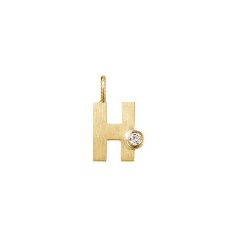 Dulong Letter vedhæng - H, lille guld m. brillant