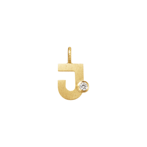 Dulong Letter vedhæng - J, lille guld m. brillant