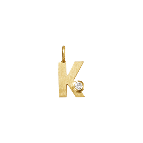 Dulong Letter vedhæng - K, lille guld m. brillant