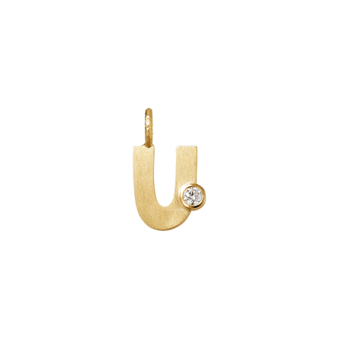 Dulong Letter vedhæng - U, lille guld m. brillant