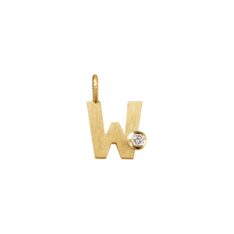 Dulong Letter vedhæng - W, lille guld m. brillant