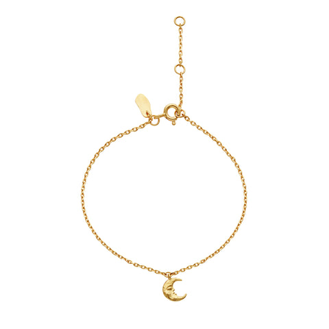 Laura_bracelet_gold. Laura armbånd fra Maanesten i forgyldt sterlingsølv. med lille vedhæng måne