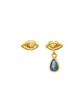 Louise_earrings_gold_a. Louise øreringe fra maanesten i forgyldt sølv. med zirkonia og kyanite