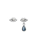 Louise_earrings_silver_a. Louise ørering i sølv fra maanesten. med zirkonia og kyaniteLouise_earrings_silver_a. Louise ørering i sølv fra maanesten. med zirkonia og kyanite