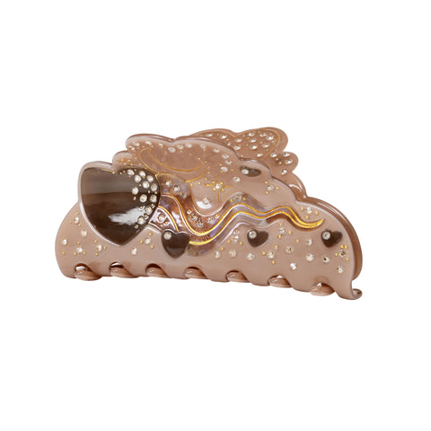 Love_comet_chocolate_hairclaw. love comet hårklemme i brun med rhinsten fra maanesten