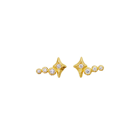 Minna_earrings_gold_a. Minna øreringe i forgyldt sølv fra maanesten. med zirkonia, ørestikker