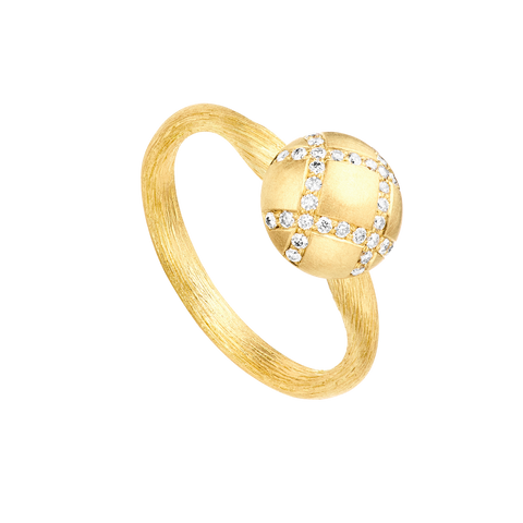Dulong Mushroom Ring Quilt Stor 18 kt. guld m. brillanter