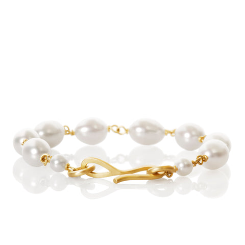 Dulong Ocean Perle Armbånd - lille, 18 k guld