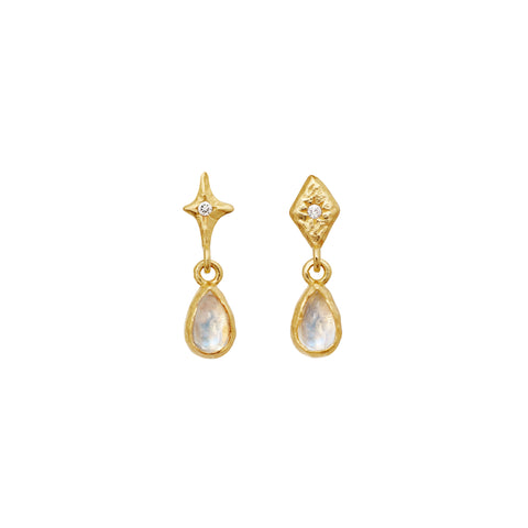 Poco_earrings_gold_a. poco øreringe i forgyldt sølv fra maanesten. med zirkonia og kyanite
