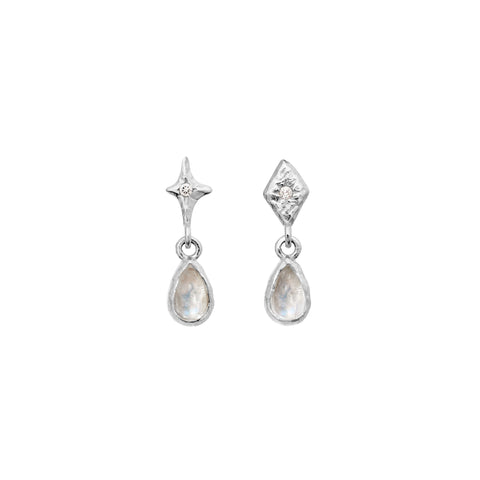 Poco_earrings_silver_a. poco øreringe i sølv fra maanesten. med zirkonia og kyanite