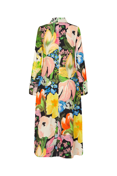 STINE GOYA - Front Placket Midi Polo Dress, Flowers Under The Sun