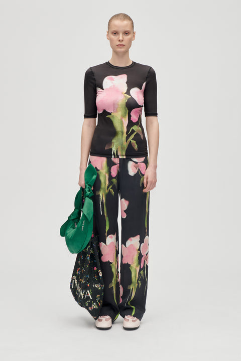 STINE GOYA - Melting Flowers Elastic Short Sleeve T-Shirt