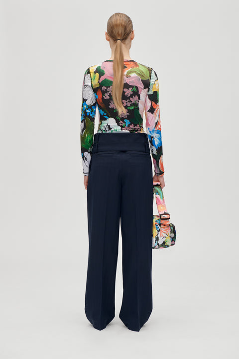STINE GOYA - Elastic Long Sleeve Top, Flowers Under The Sun