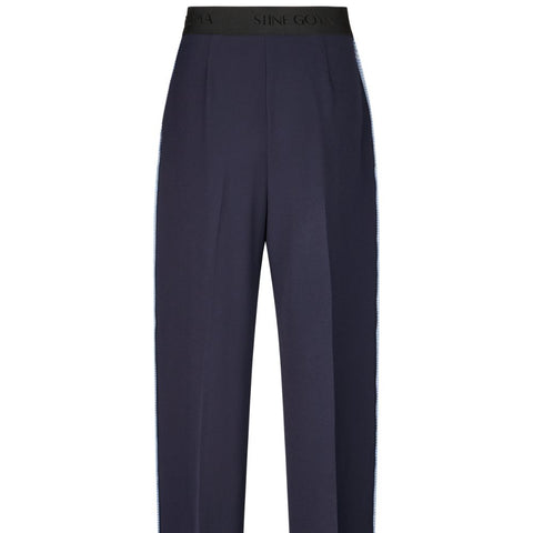 STINE GOYA Fluid Cady, Blanket Stitch Elastic Pants - Parisian Night