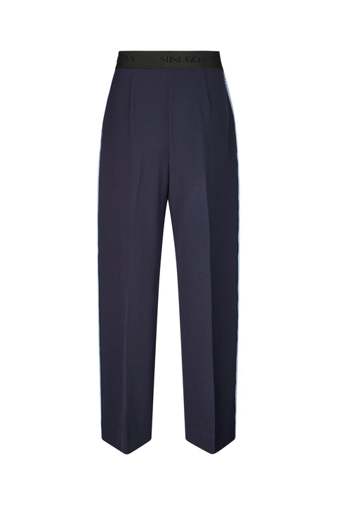 STINE GOYA Fluid Cady, Blanket Stitch Elastic Pants - Parisian Night