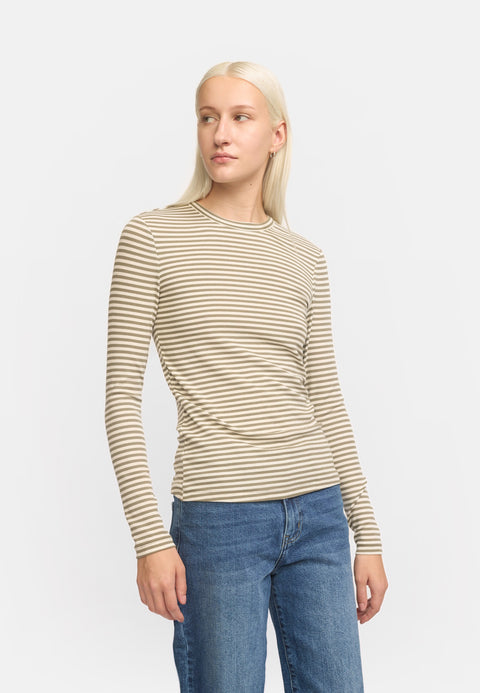 Soft Rebels SRFenja Strip O-neck Top, Vetiver