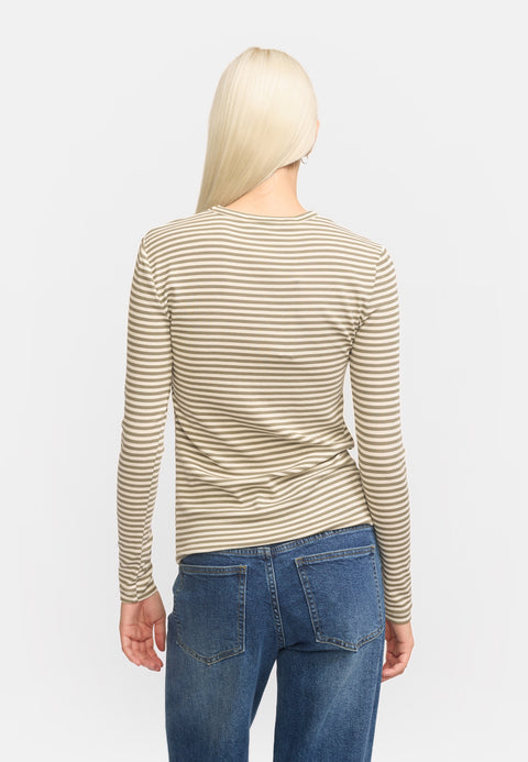 Soft Rebels SRFenja Strip O-neck Top, Vetiver