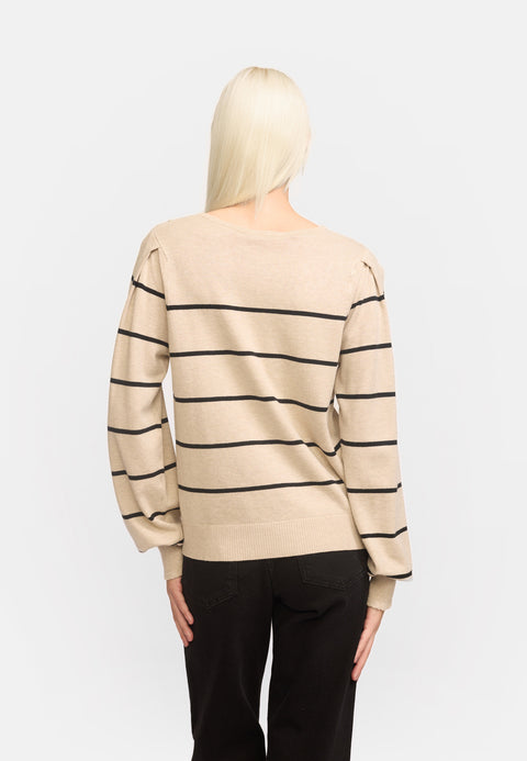 Soft Rebels SRAnalia Stripe Knit, Feather Gray Melange