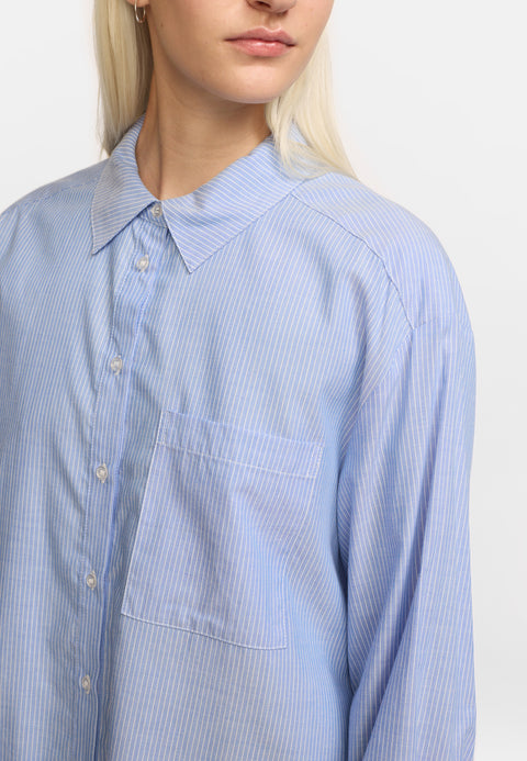 Soft Rebels SRVeronica Striped Shirt, Striped Snow White & Ultramarine