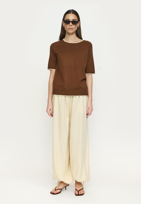 Soft Rebels SRMarla SS Contrast Knit, Bison