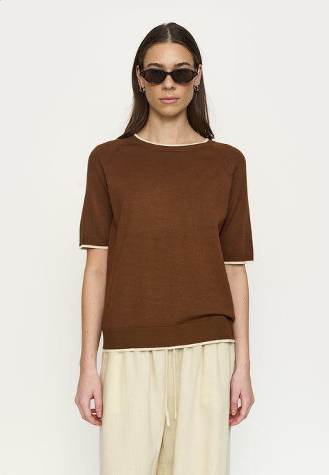 Soft Rebels SRMarla SS Contrast Knit, Bison
