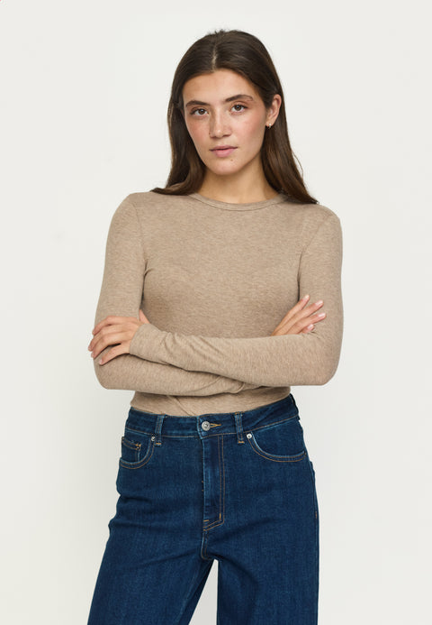 Soft Rebels SRRoman O-neck Top, Silver Mink Melange