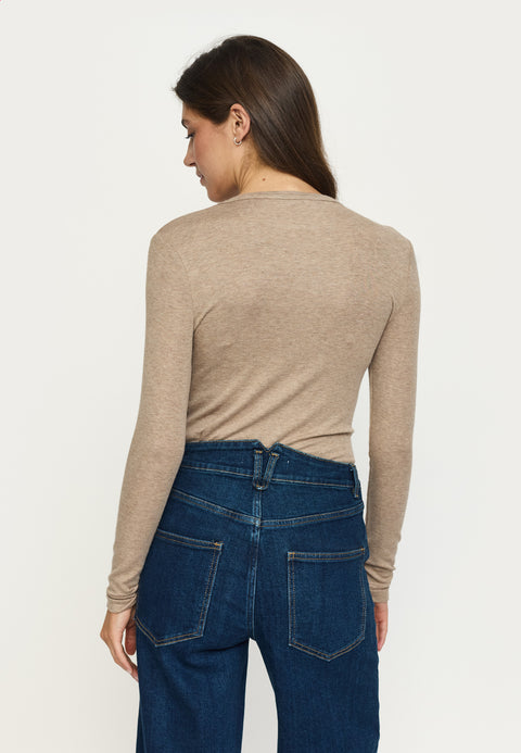 Soft Rebels SRRoman O-neck Top, Silver Mink Melange
