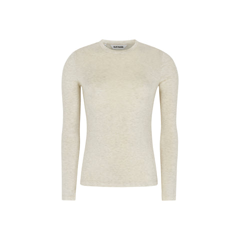 SR424-300-SRRomanO-neck-282ArcticWolfMelange-Extra0. hvid bluse med lange ærmer og rund hals fra soft rebels