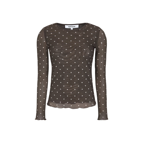 Soft Rebels Roselyn O-neck Top - Coffee Bean Dot