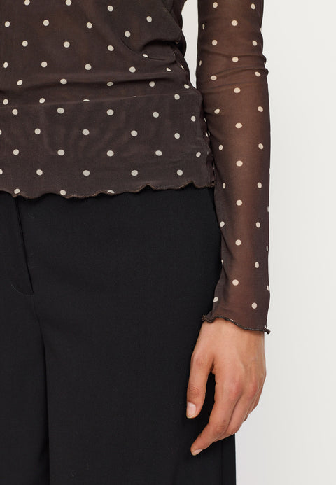 Soft Rebels Roselyn O-neck Top - Coffee Bean Dot