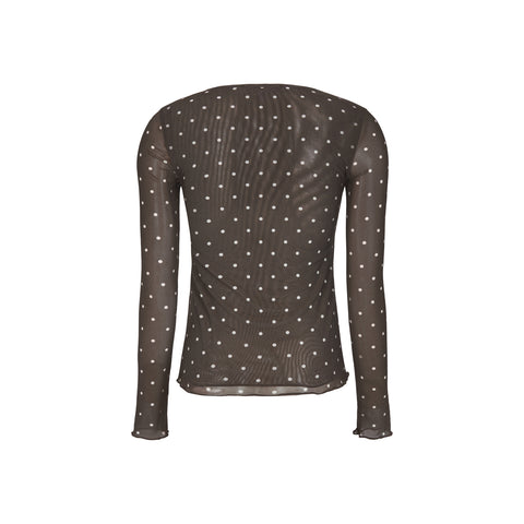 Soft Rebels Roselyn O-neck Top - Coffee Bean Dot