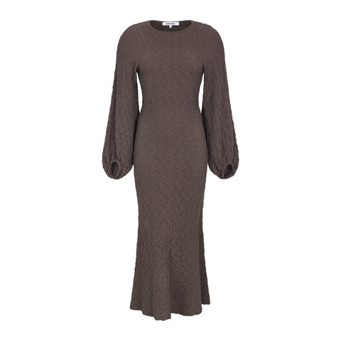 SR525-307-664CoffeeBean-Extra1. SRGizelle Midi Dress. i farven coffee bean. SR525-307