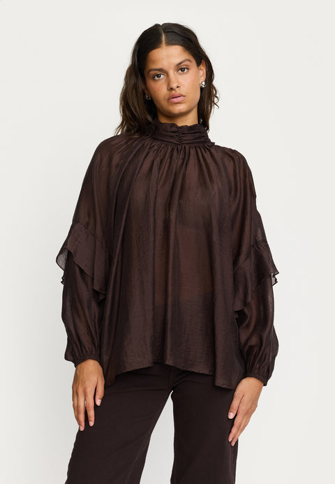 Soft Rebels SRRachel Bow-Tie Blouse, Coffee Bean
