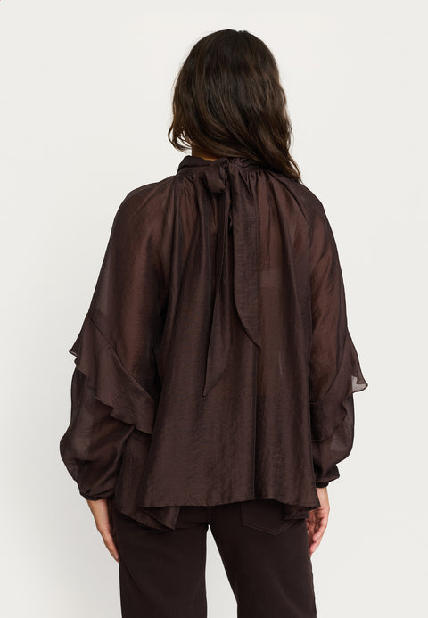 Soft Rebels SRRachel Bow-Tie Blouse, Coffee Bean