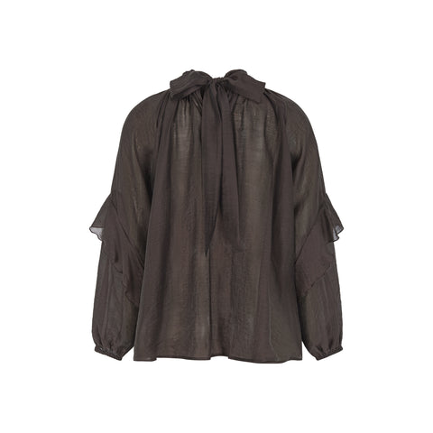 Soft Rebels Rachel Bow-Tie Blouse - Coffee Bean