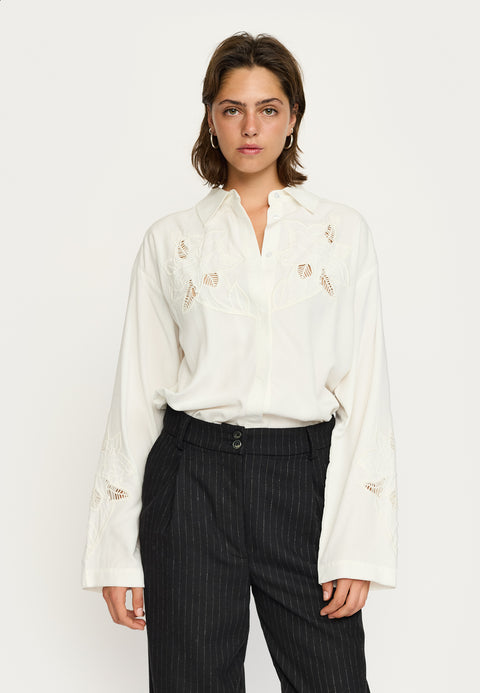 Soft Rebels Nala Embroidery Shirt - Snow White