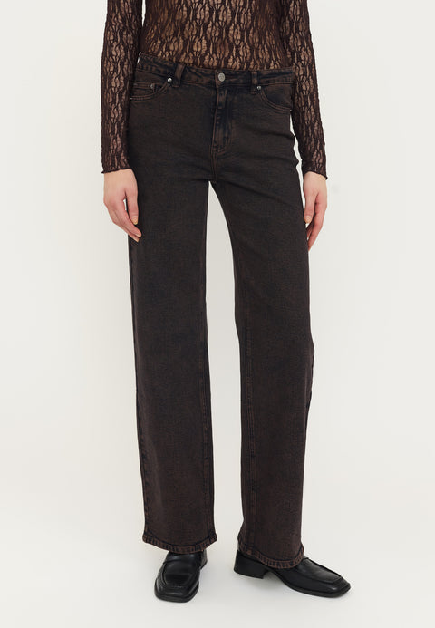 Soft Rebels SREma Willa Midwaist Wide Jeans, Chocolate Plum