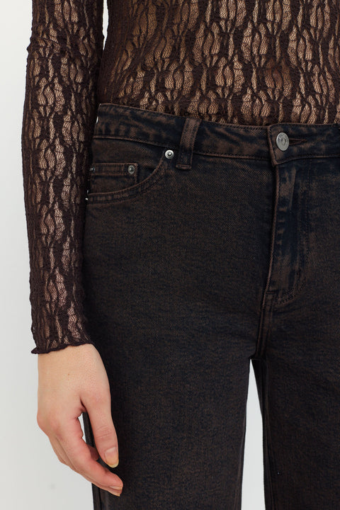 Soft Rebels SREma Willa Midwaist Wide Jeans, Chocolate Plum