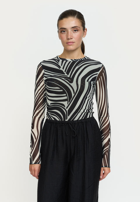 Soft Rebels SRMaryam LS Top, Zebra Print