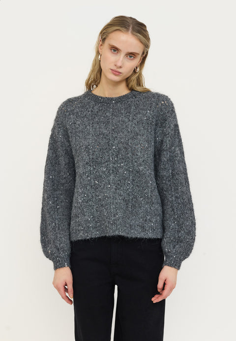 Soft Rebels SRFrances Sequin Knit, 279 Dark Grey Melange