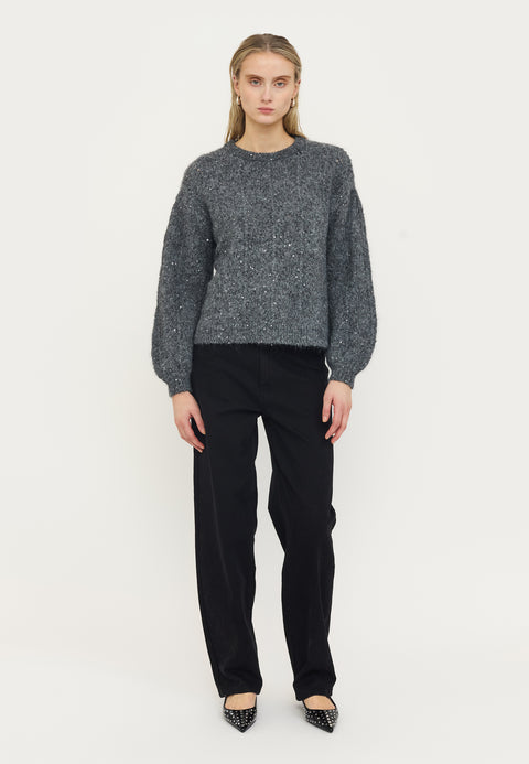 Soft Rebels SRFrances Sequin Knit, 279 Dark Grey Melange