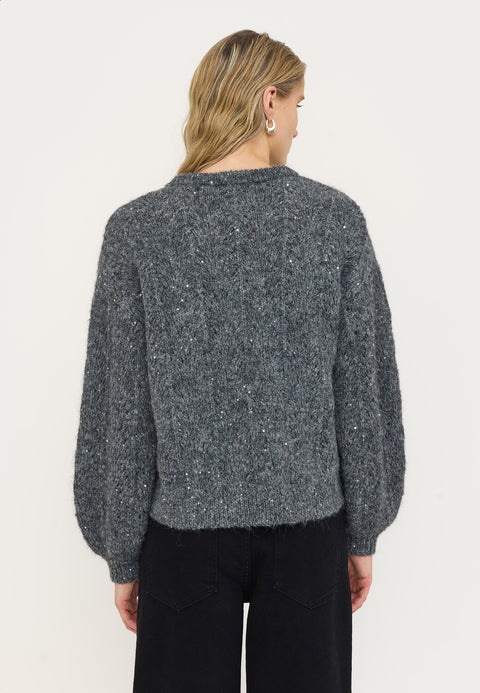 Soft Rebels SRFrances Sequin Knit, 279 Dark Grey Melange