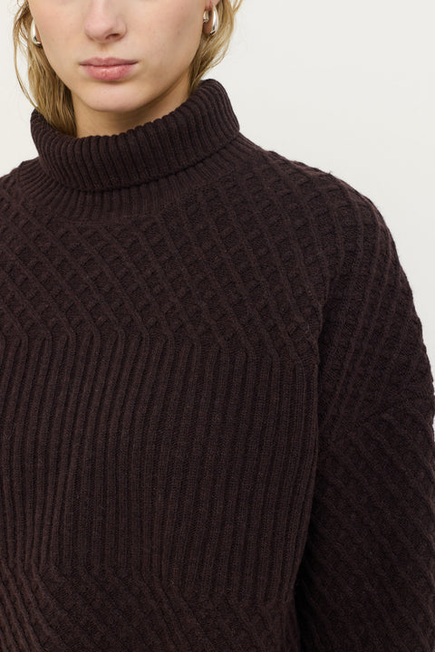 Soft Rebels SRMarie Rollneck Knit, Chocolate plum melange