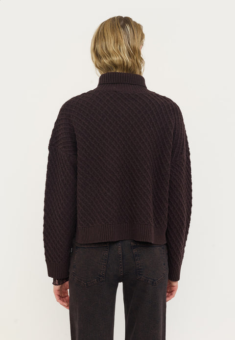 Soft Rebels SRMarie Rollneck Knit, Chocolate plum melange